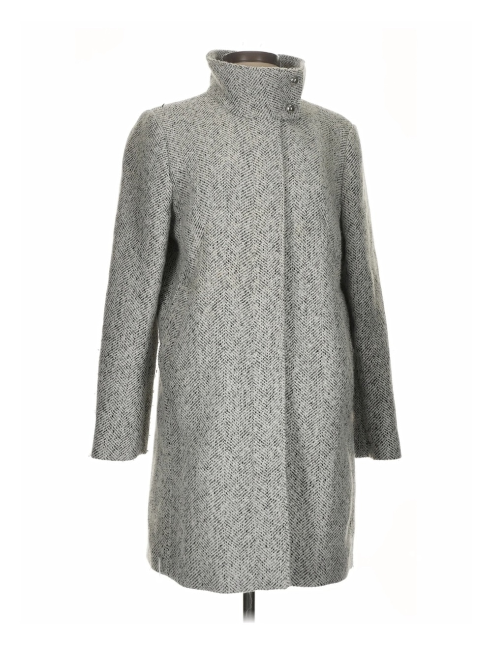 LOFT Gray Herringbone Zip-up Coat